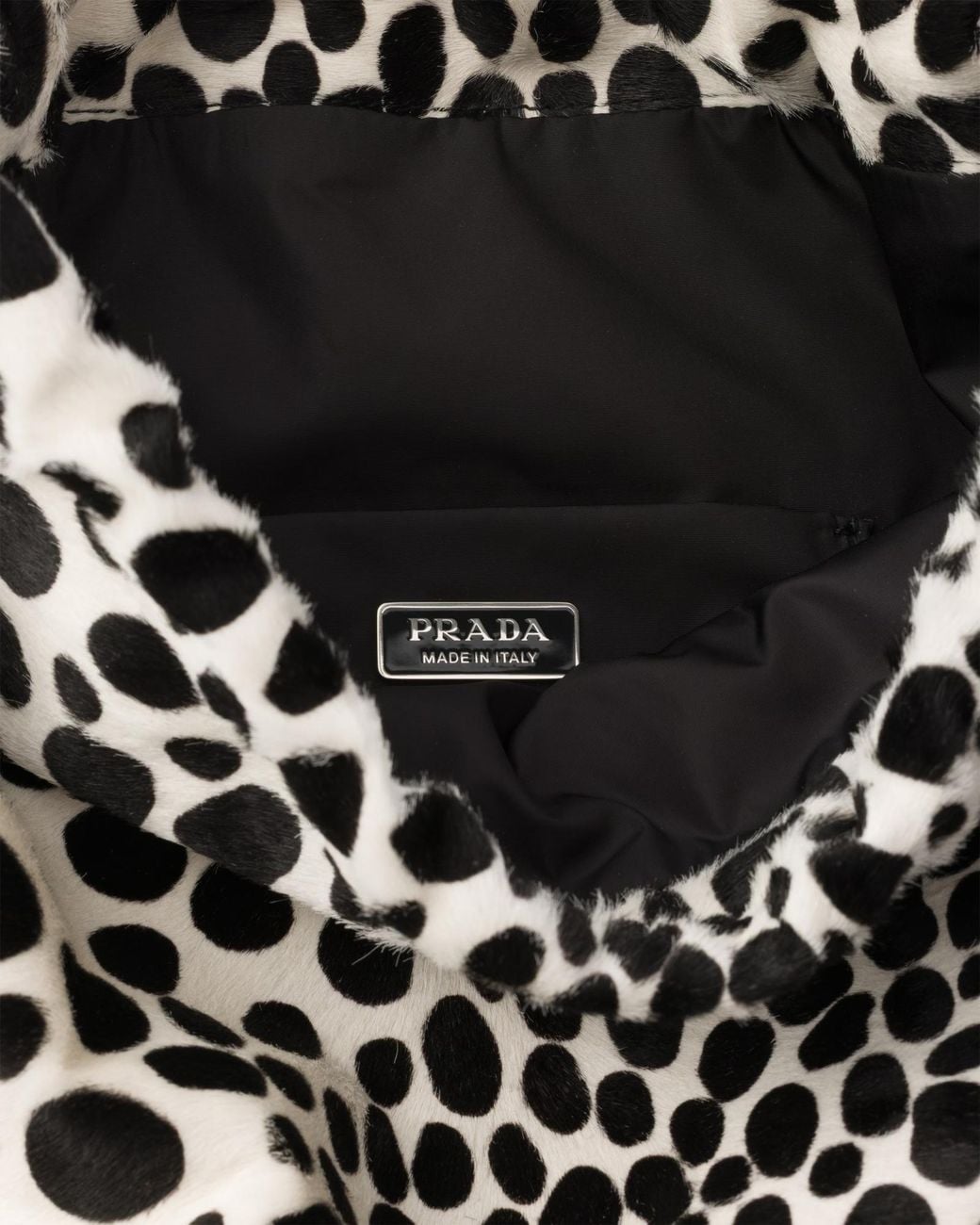 Prada Black Wish Printed Calf Hair Leather Pouch
