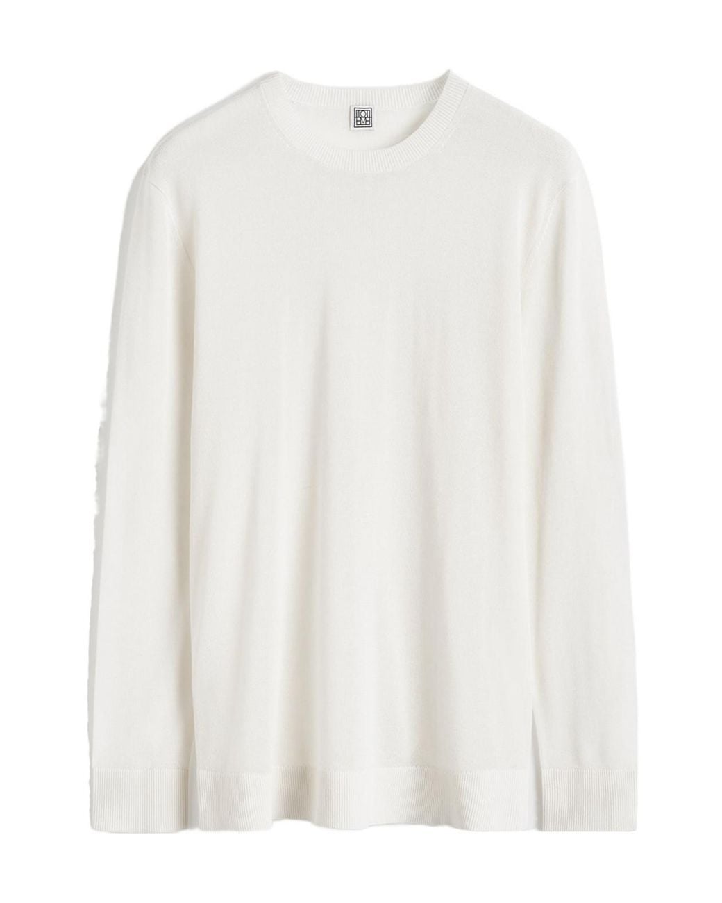Totême White Totême Crewneck Long-Sleeved Knitted T-Shirt
