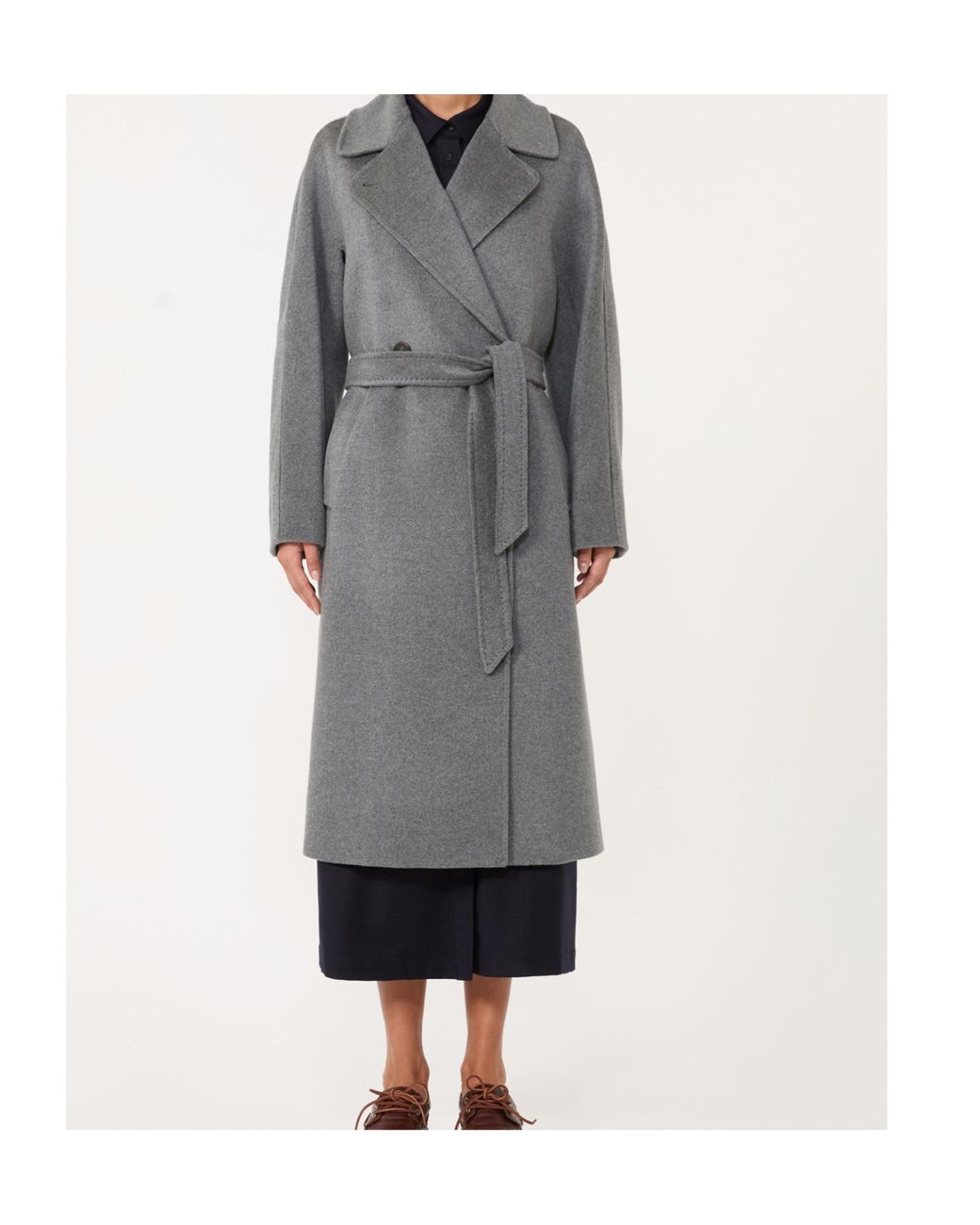 Weekend by Maxmara Gray Double-Breasted Wool Midi Coat