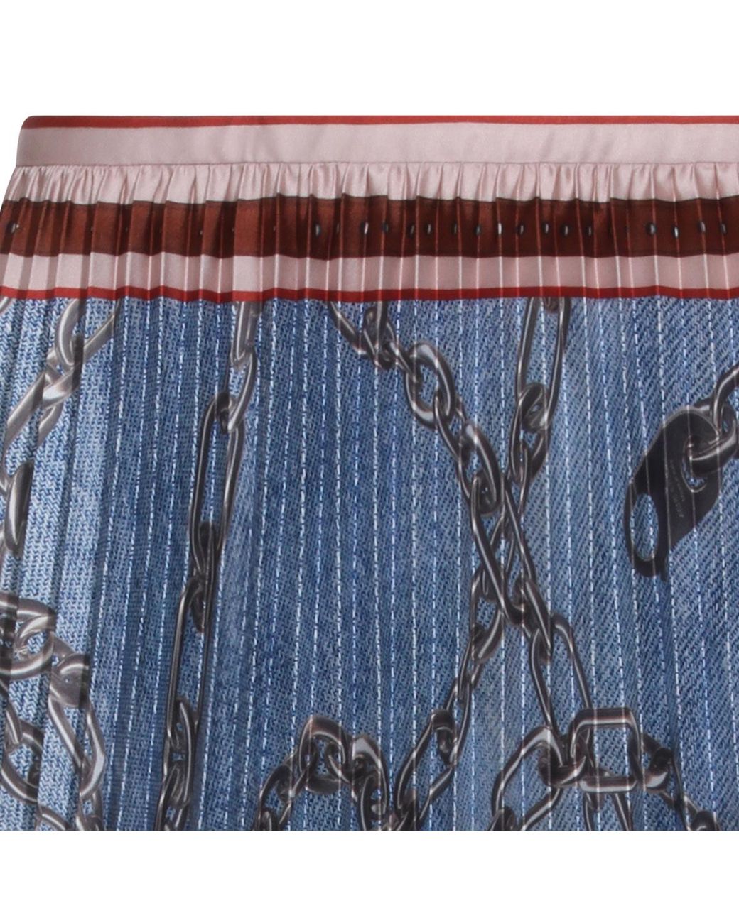 Acne Blue Pleated All-Over Print Midi Skirt