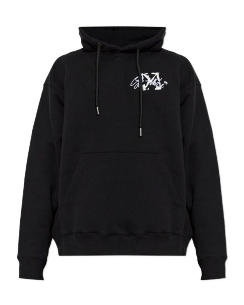 Off-White c/o Virgil Abloh Black Logo Printed Drawstring Hoodie for men