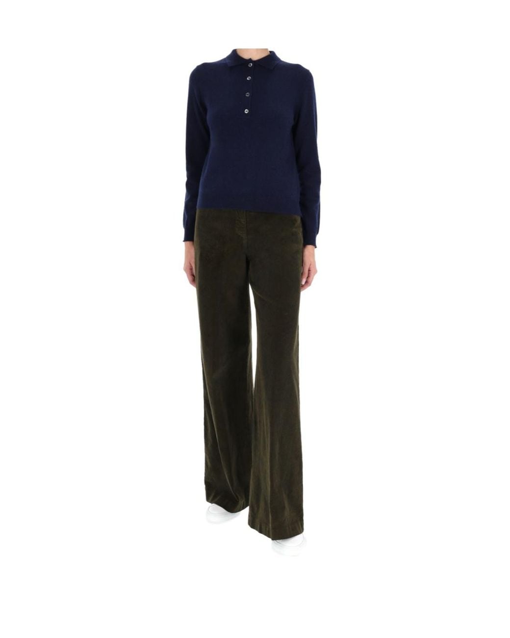 Aspesi Blue Polo-Collar Long Sleeved Jumper