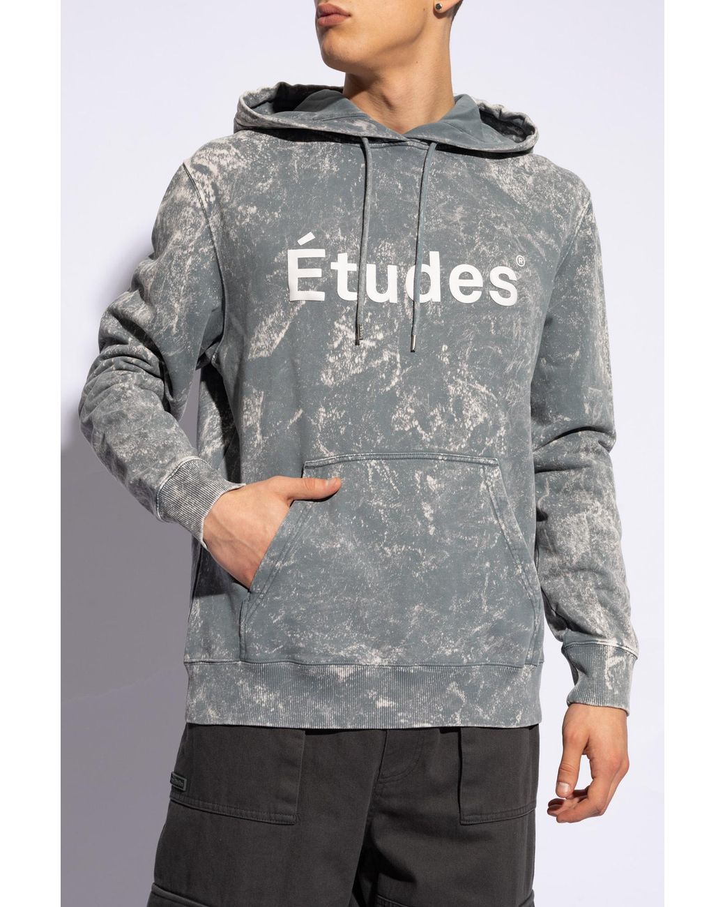 Etudes Studio Gray Logo Print Hooded Sweater for men
