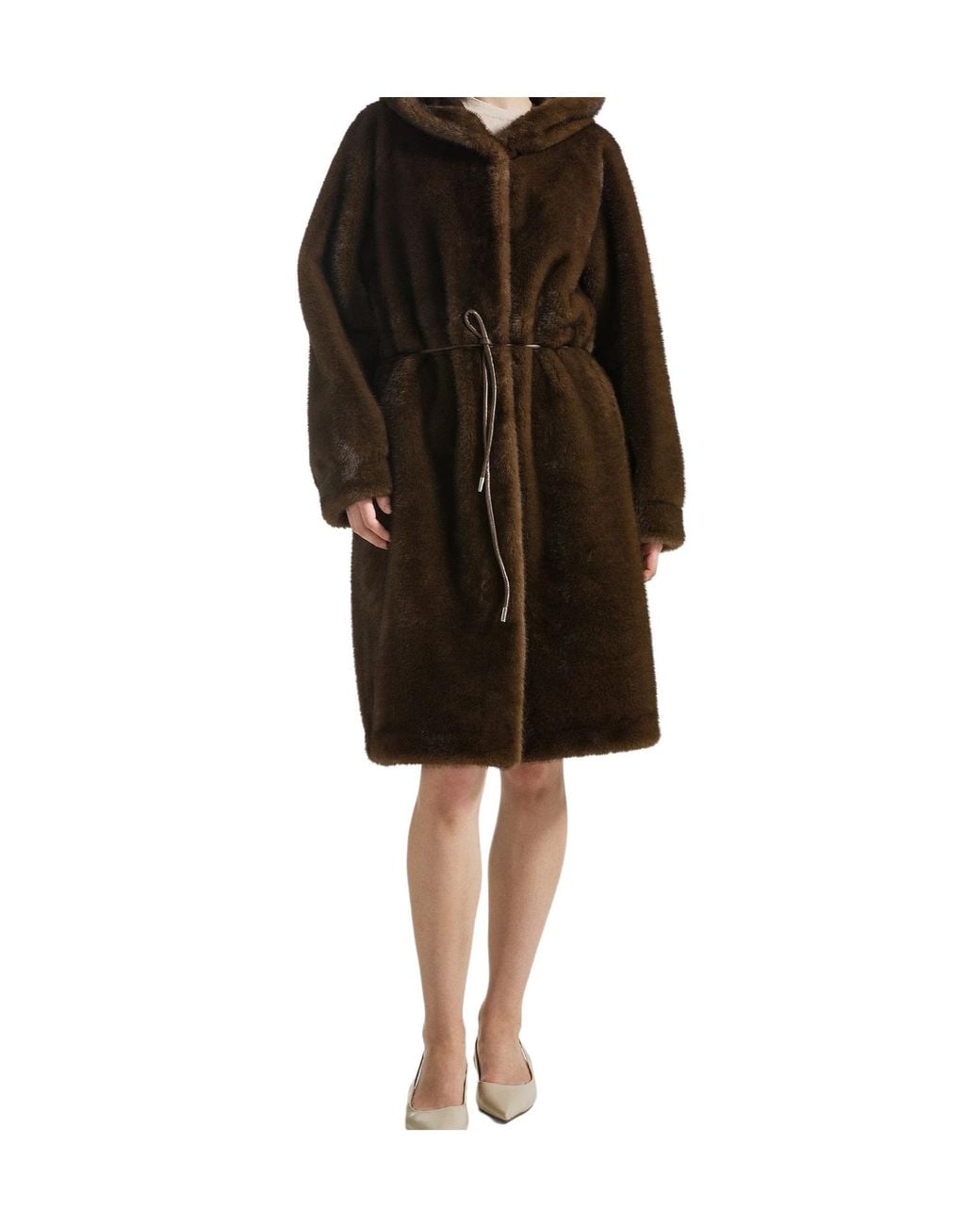 Seventy Brown Faux-Fur Hooded Coat