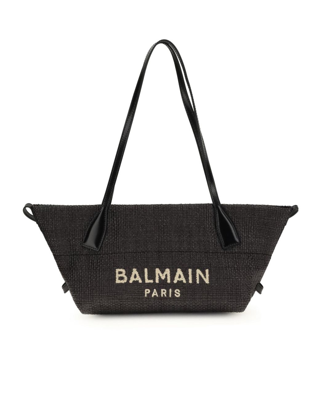 Balmain Black Logo Embroidered Small Track Tote Bag