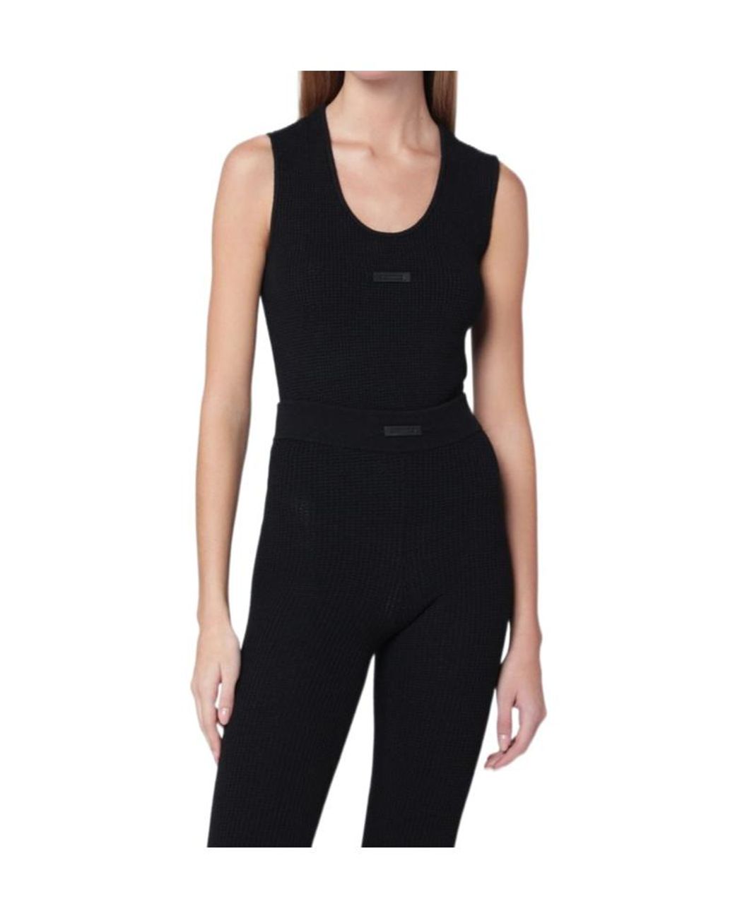 Fear Of God Black Logo Patch Ribbed Top