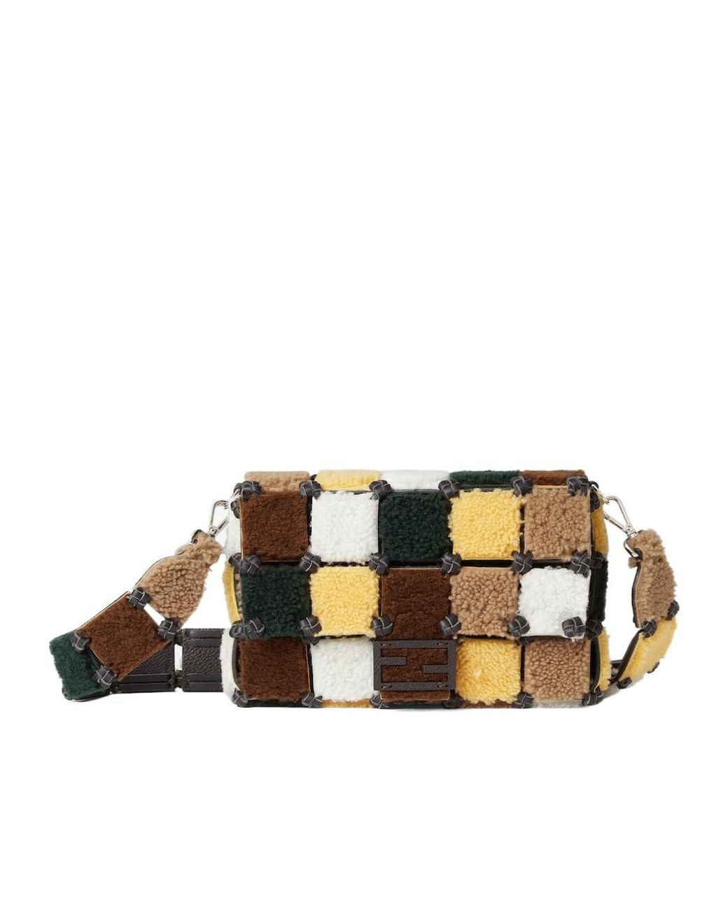Fendi Multicolored Patchwork Shearling Bag for men