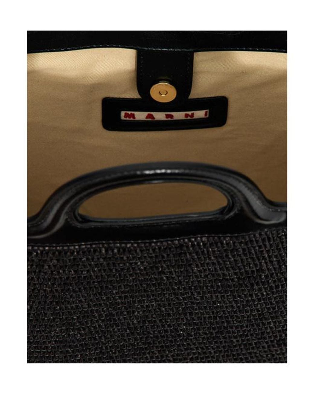 Marni Black Tropicalia Logo Embroidered Raffia Tote Bag