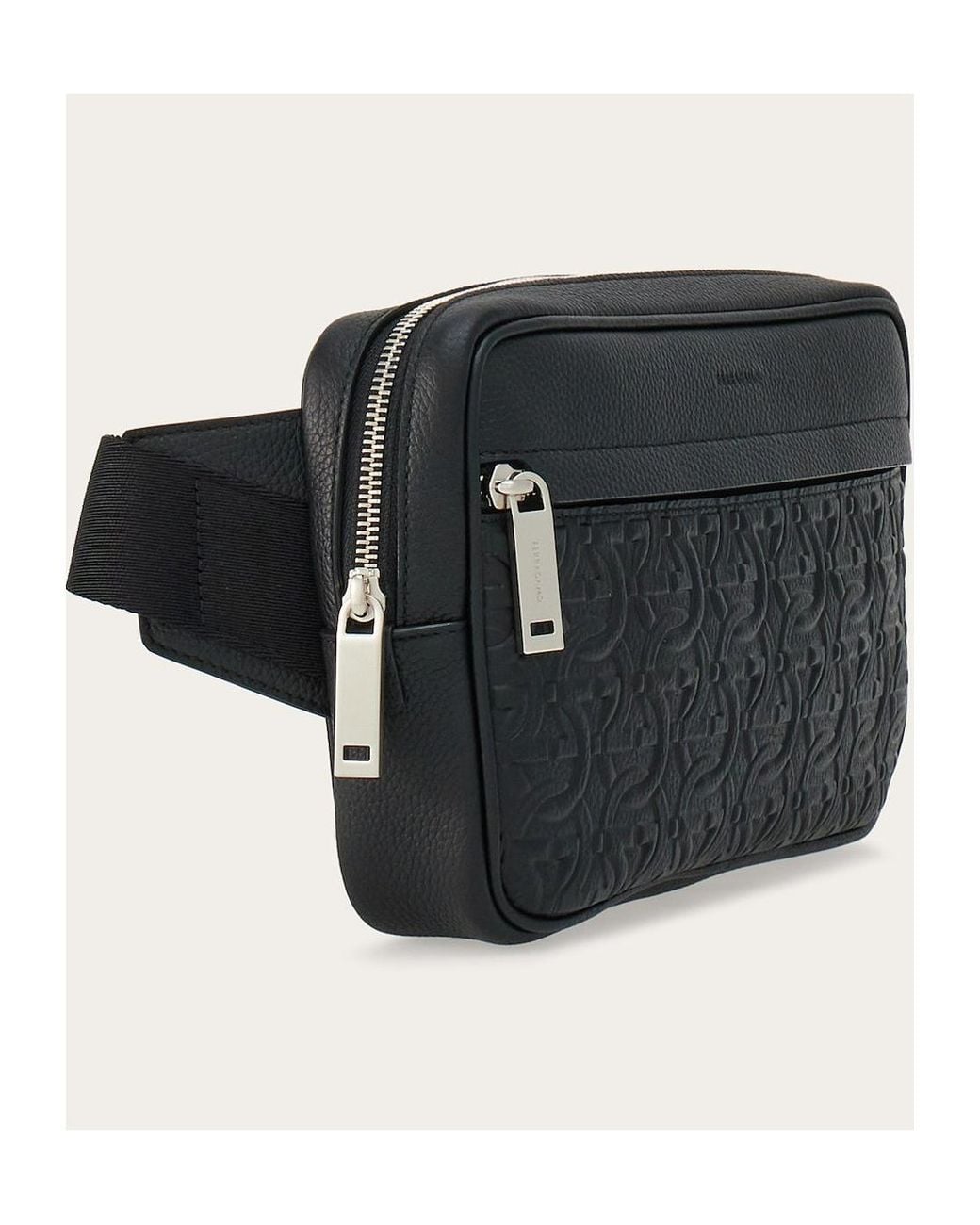 Ferragamo Black Ferragamo Gancini Embossed Belt Bag for men