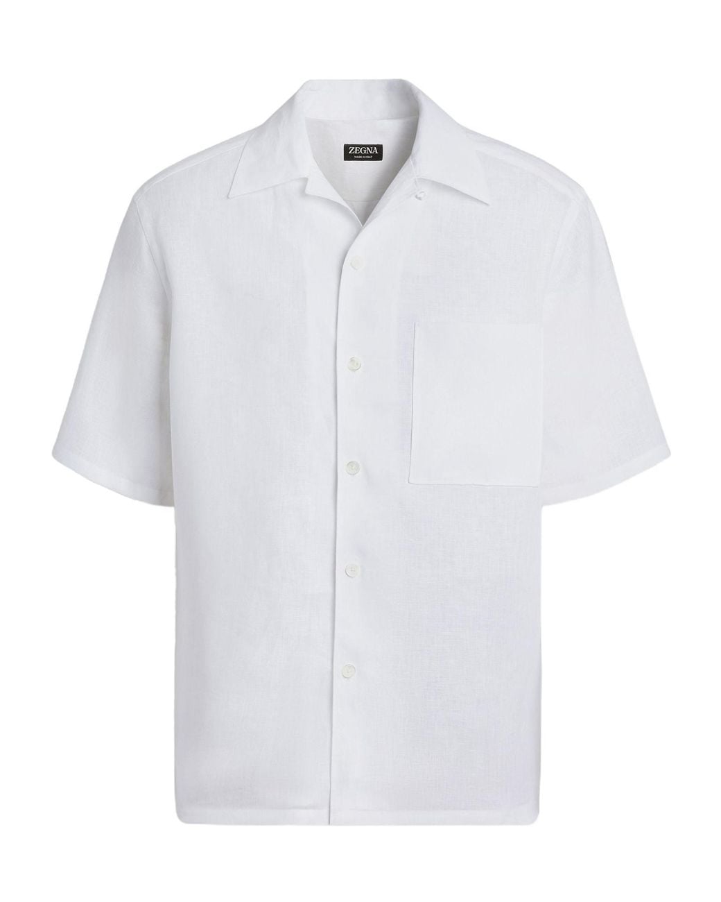 Zegna White Short-Sleeve Linen Shirt for men