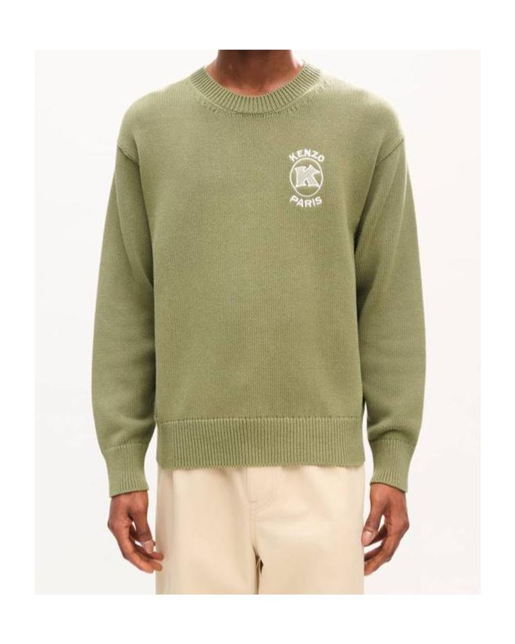 KENZO Green Paris Emblem Embroidered Jumper for men