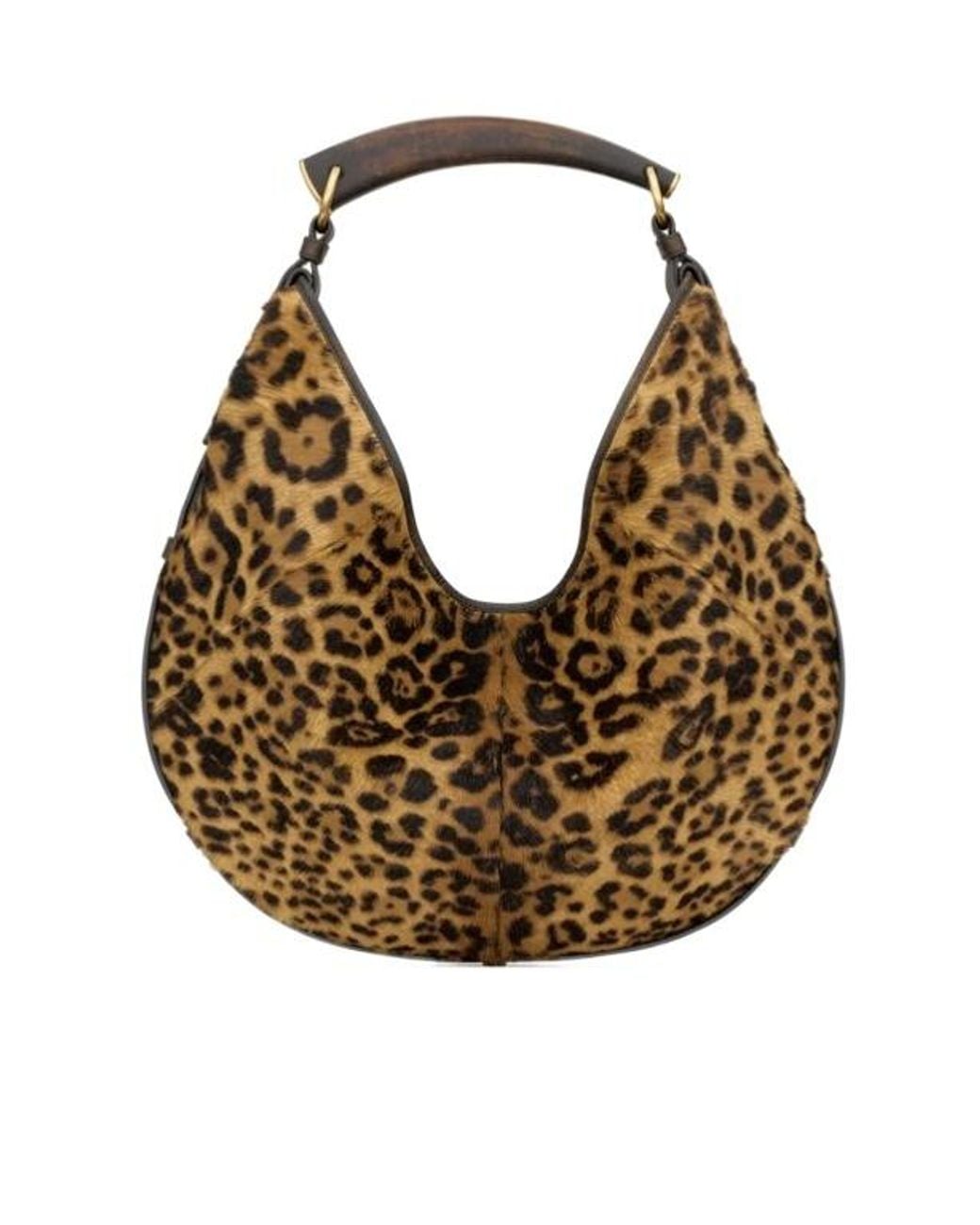 Saint Laurent Brown Mombasa Leopard Printed Medium Tote Bag