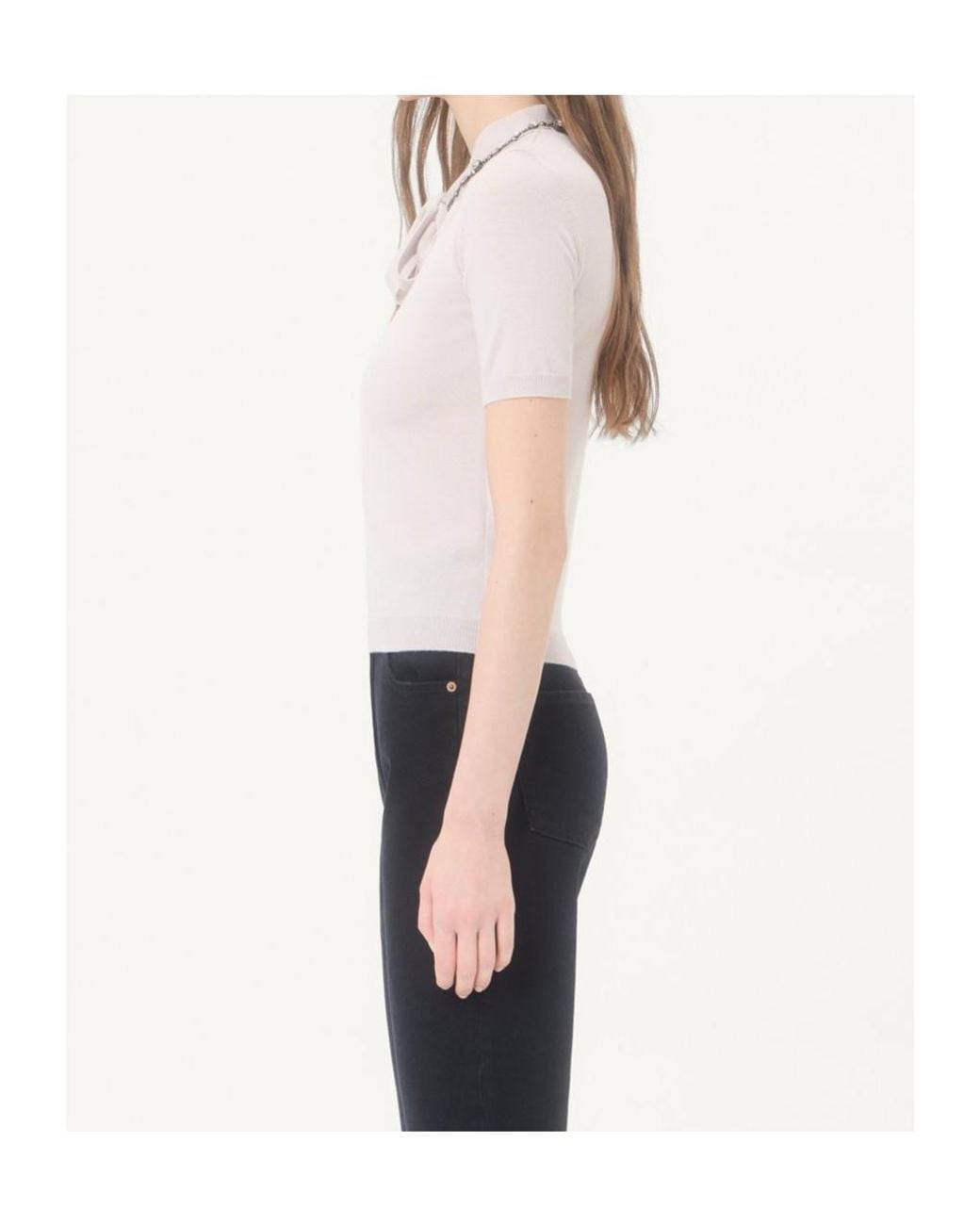 Valentino White Embellished Short-Sleeved Jumper