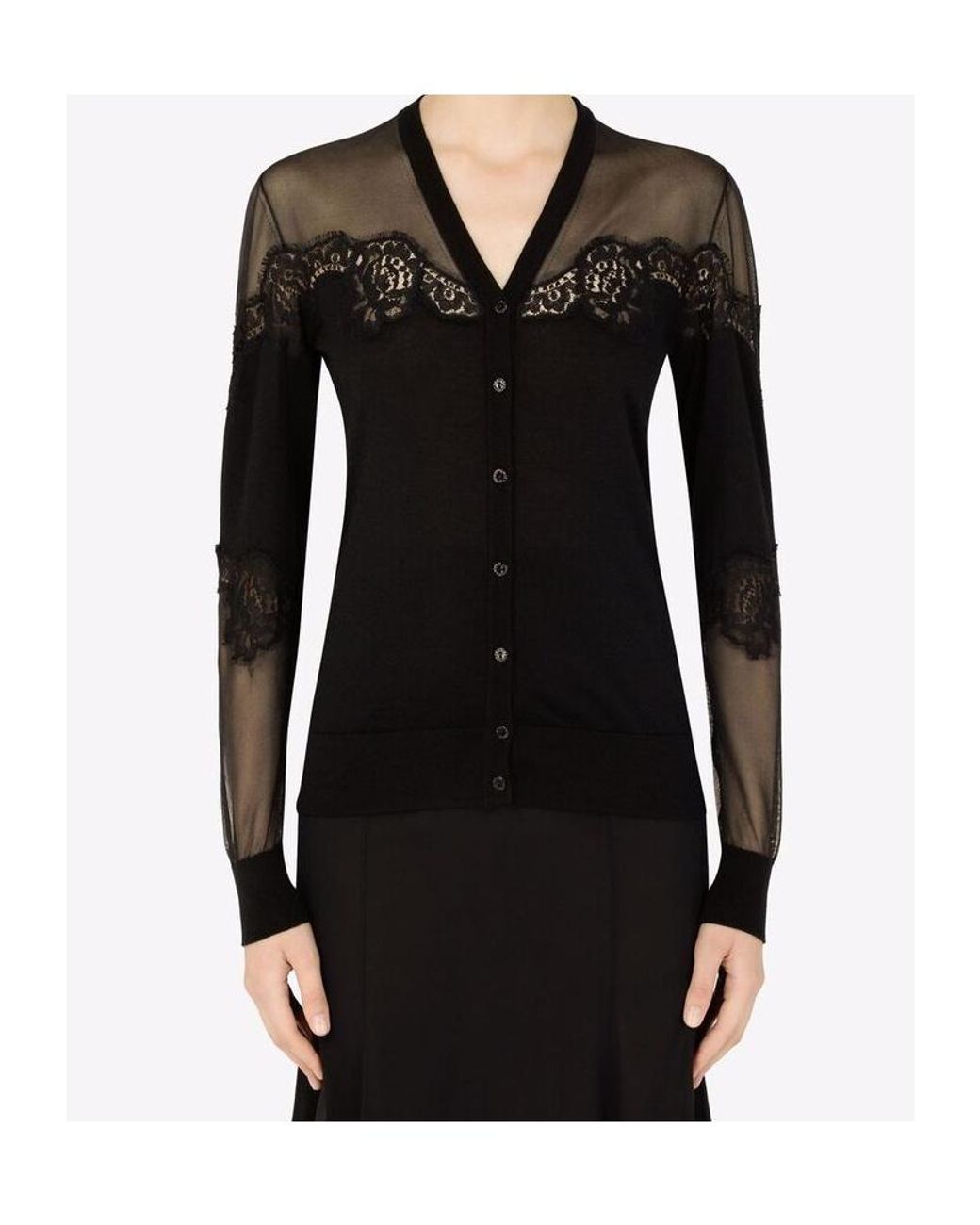 Dolce & Gabbana Black Lace-Trim Cardigan