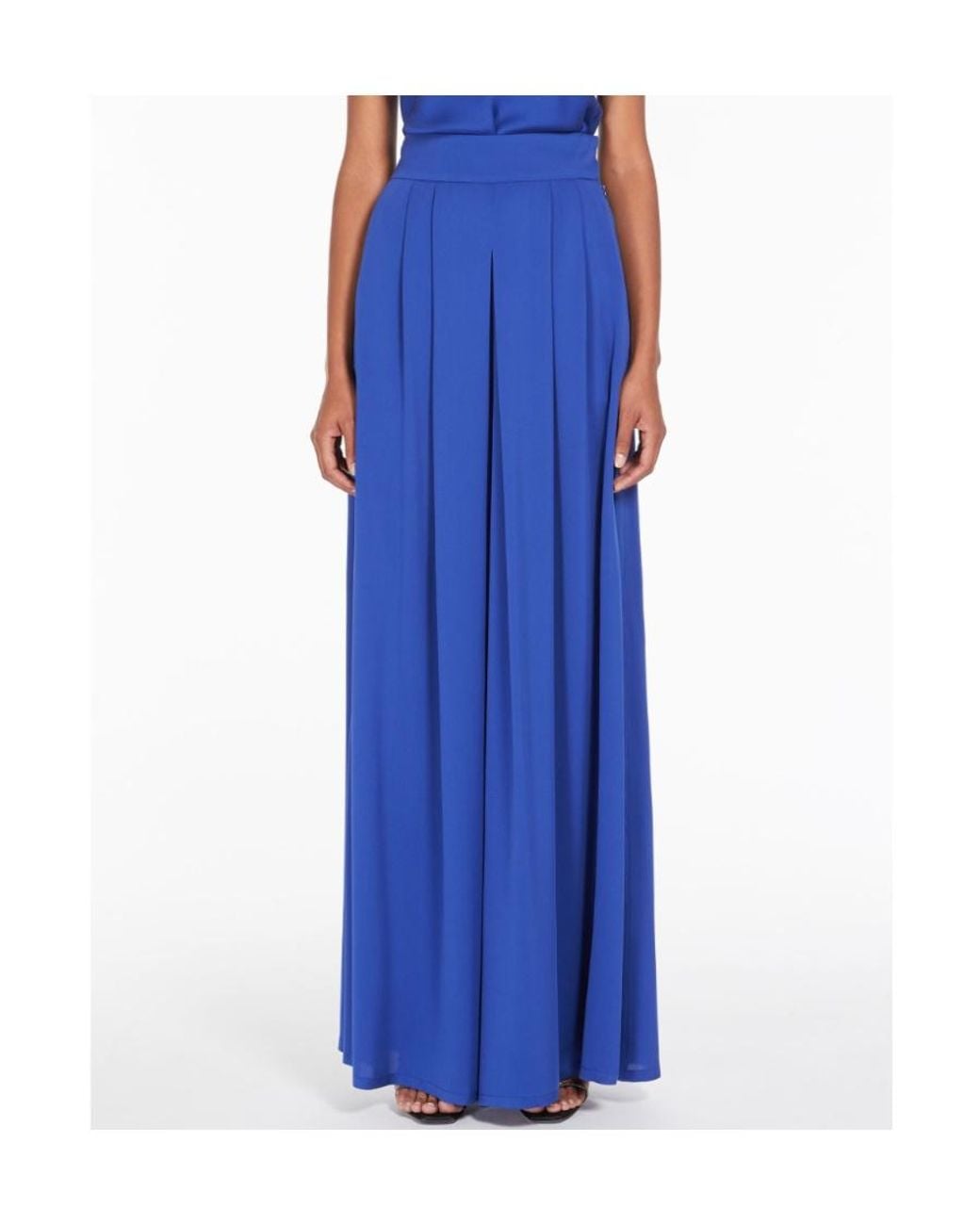 Max Mara Blue High-Waisted Wide Leg Pants