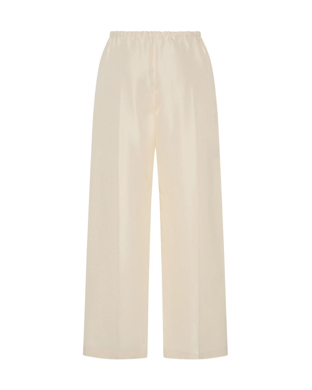 The Row White Beta Silk Trousers