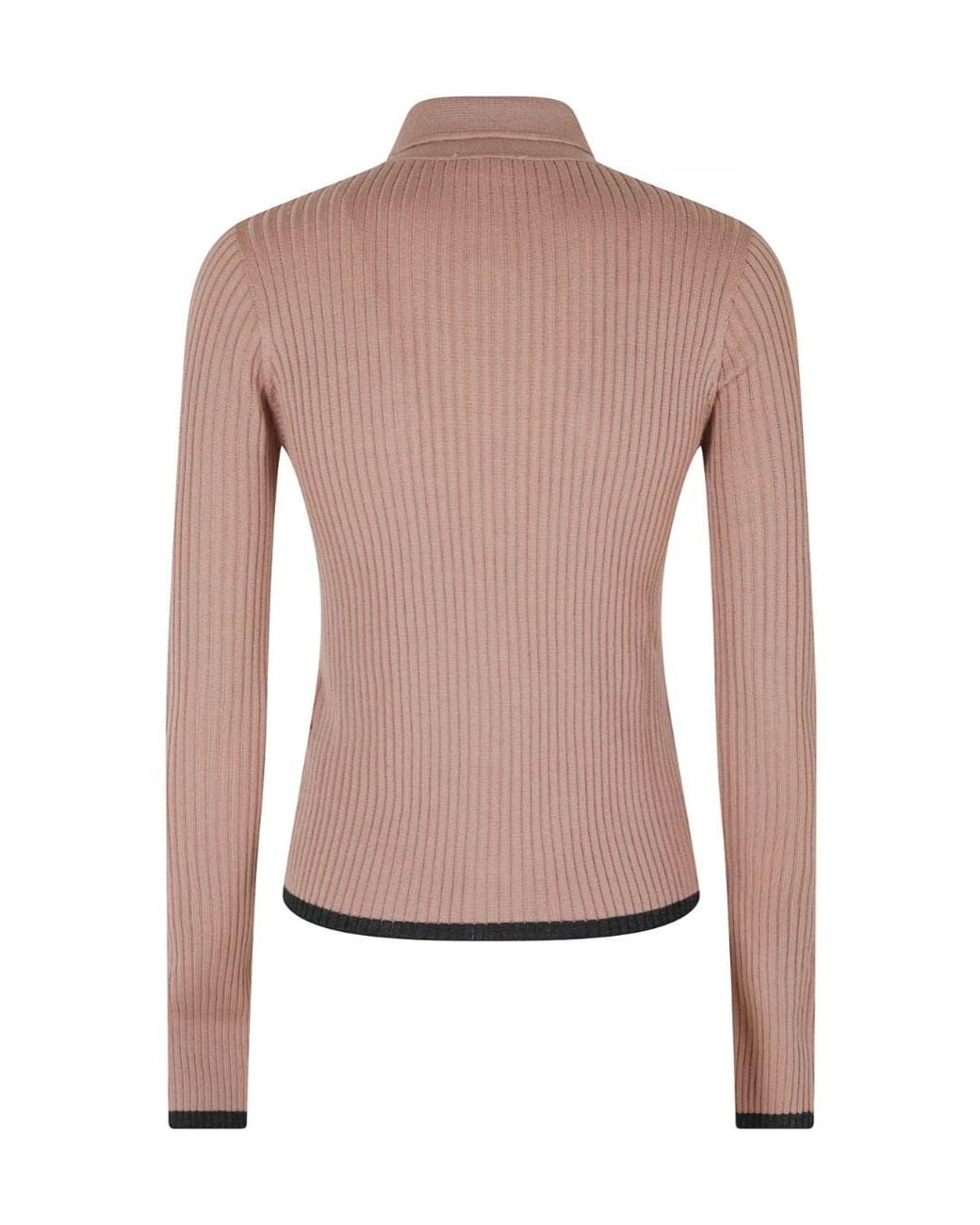 Roberto Collina Pink Ribbed-Knit Polo Cardigan