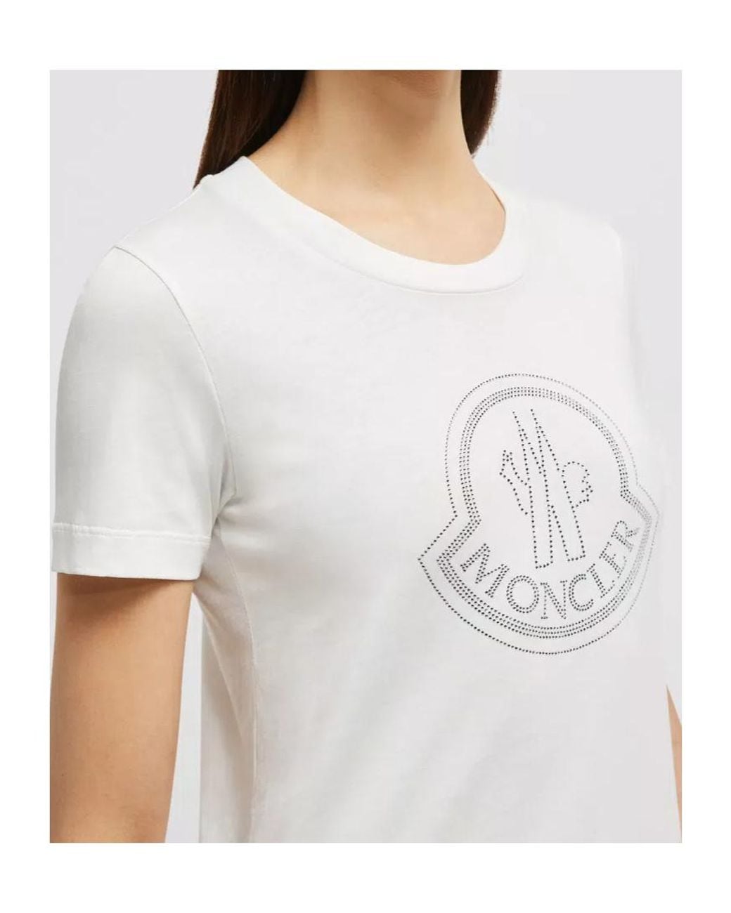 Moncler White Logo Embellished Crewneck T-Shirt