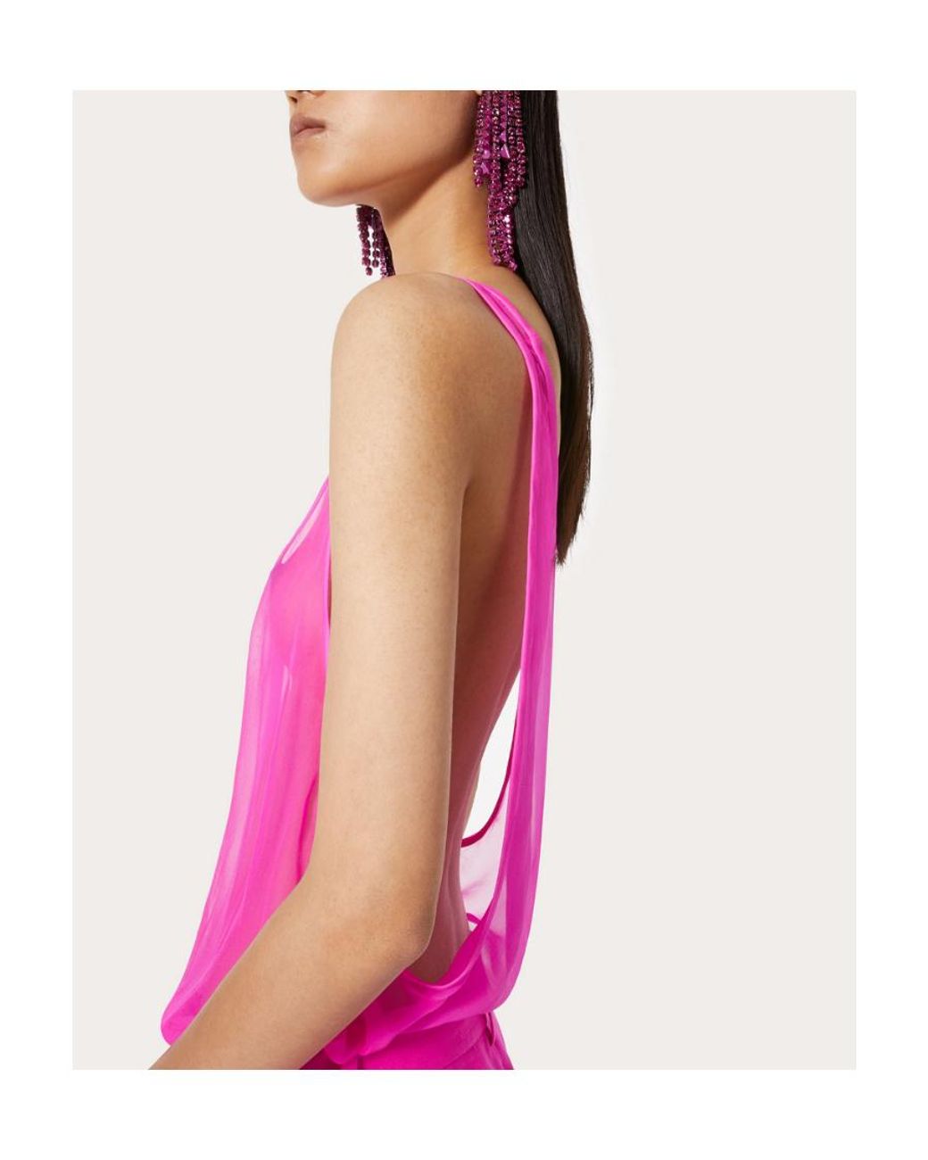 Valentino Pink U-Neck Sleeveless Chiffon Top