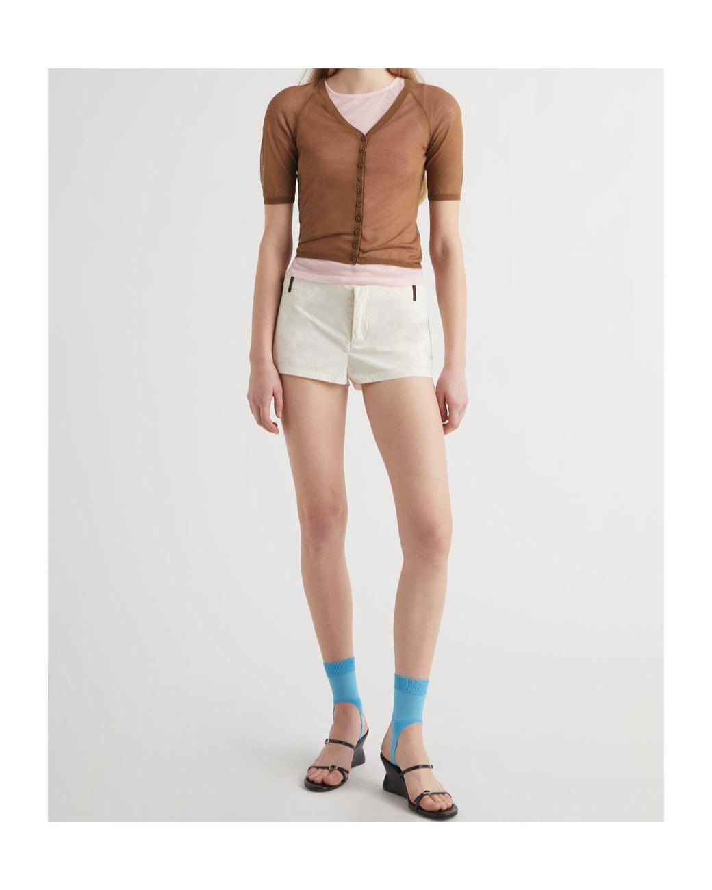 Paloma Wool Brown Short-Sleeved Knitted Cardigan