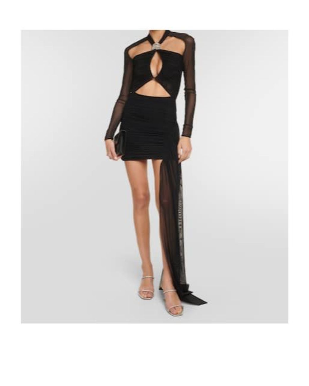 David Koma Black Asymmetric Cutout Jersey Minidress