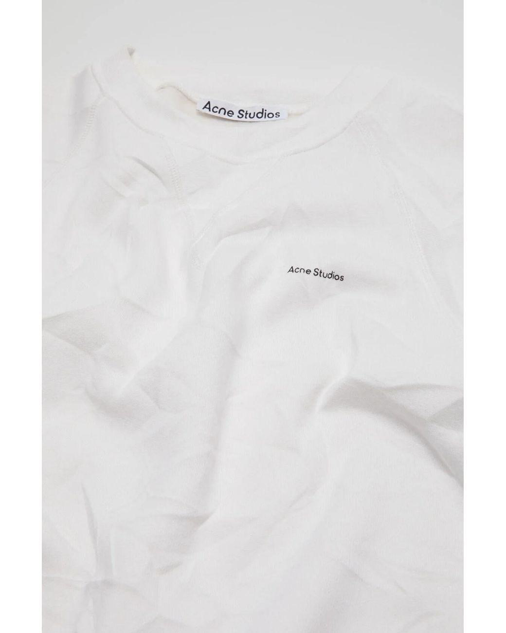 Acne White Crinkled Fleece T-Shirt for men