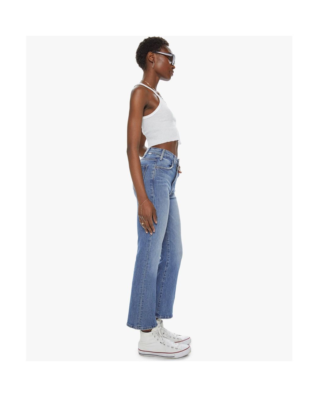 Mother Blue High Waist Flared Jeans