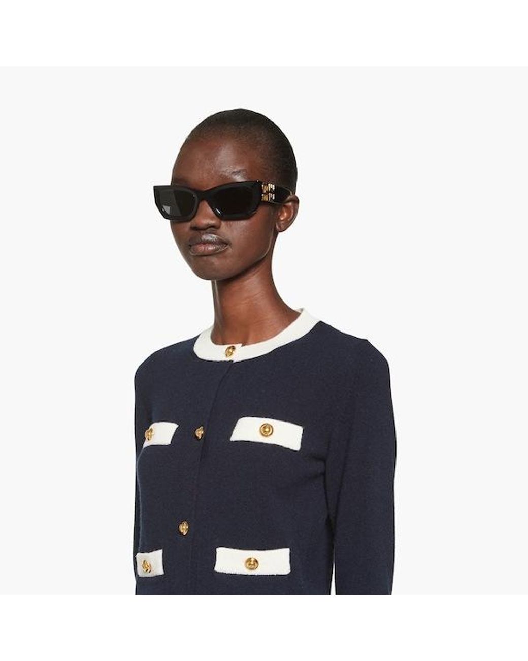 Miu Miu Blue Button-Up Long Sleeved Cardigan