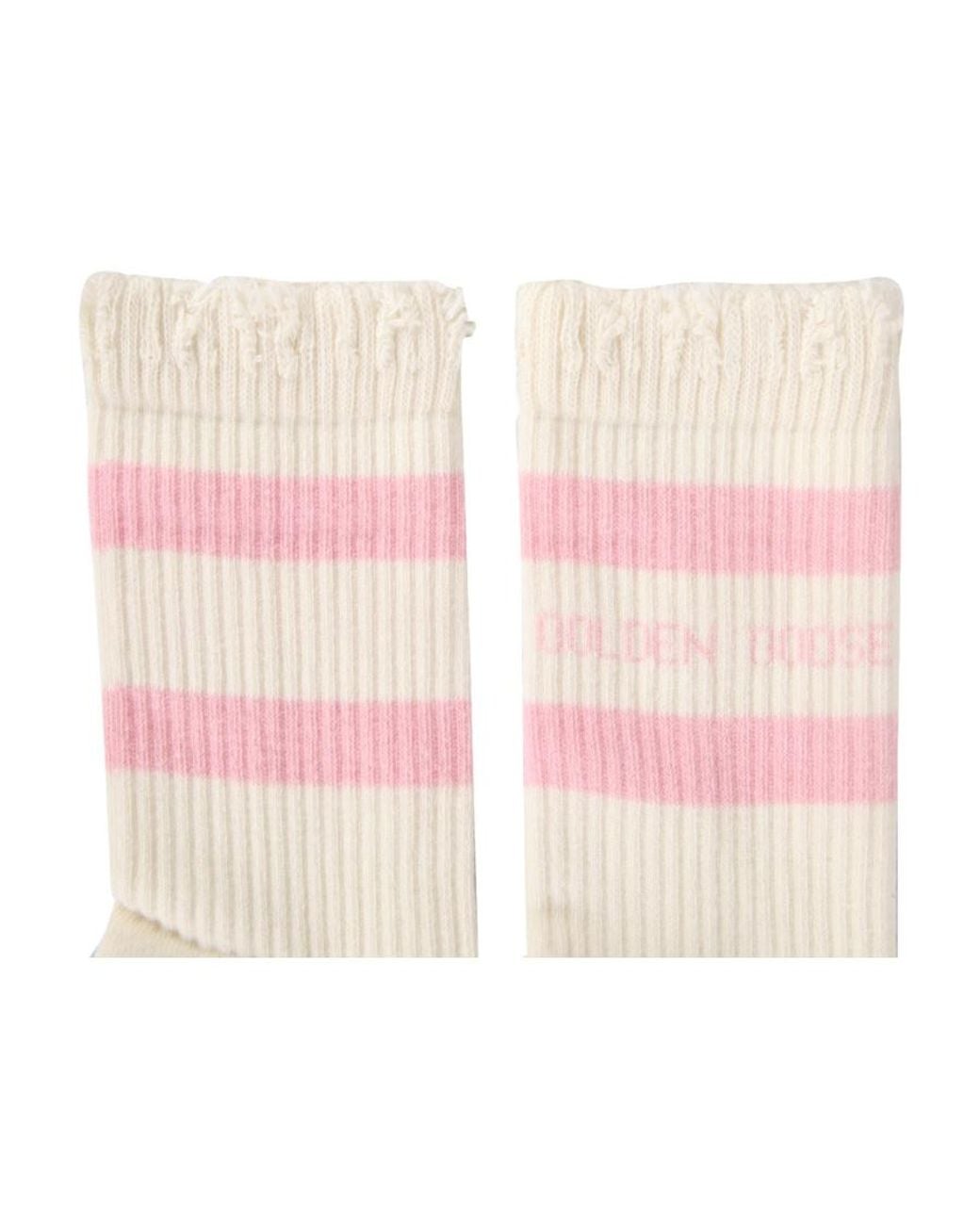 Golden Goose Deluxe Brand Pink Striped Knit Ankle Socks