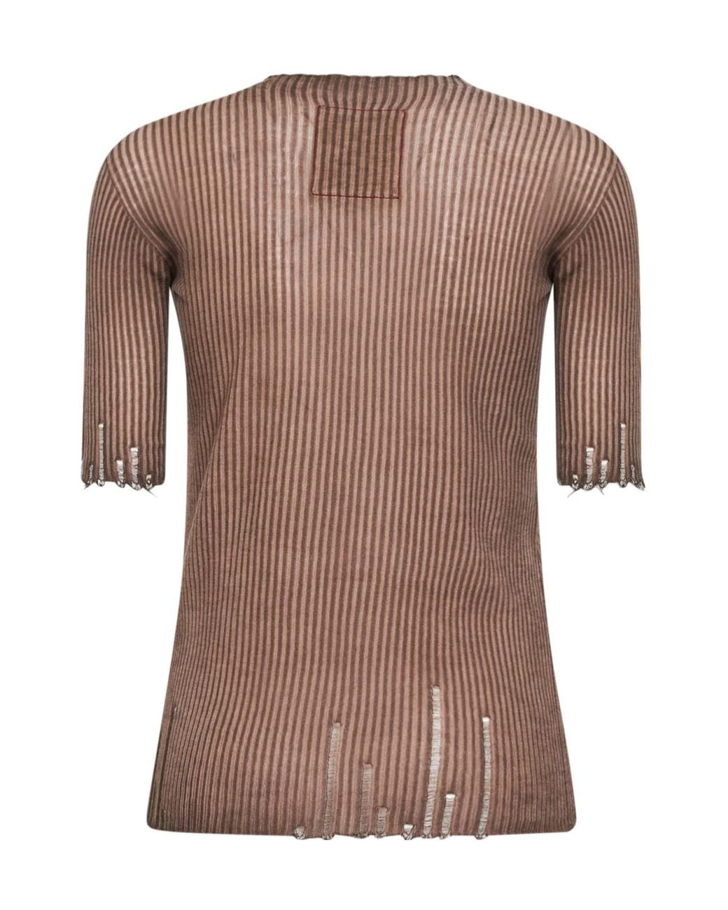 Uma Wang Brown Short-Sleeved Knitted Cardigan
