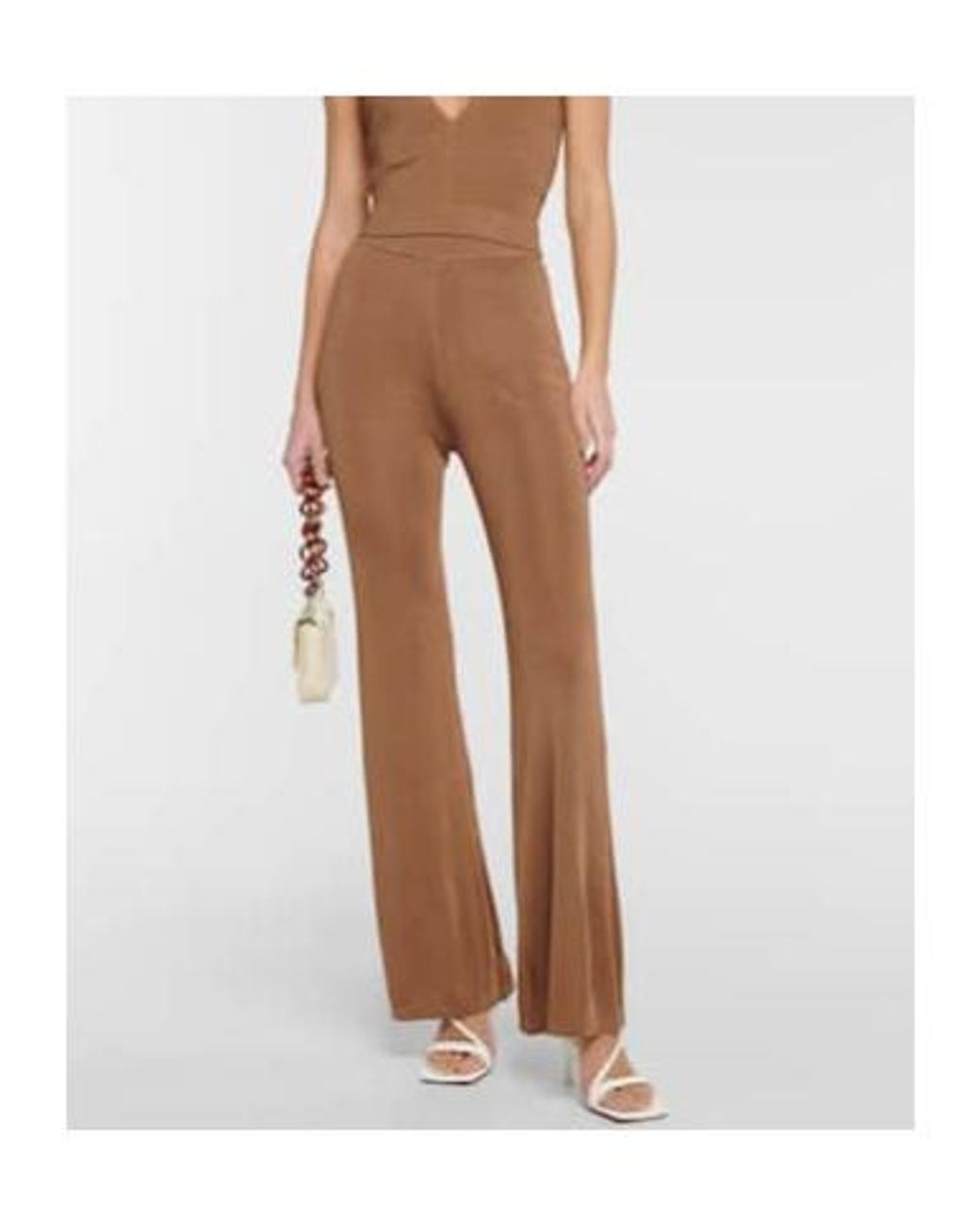 Staud Brown Moonstone High-Rise Flared Pants