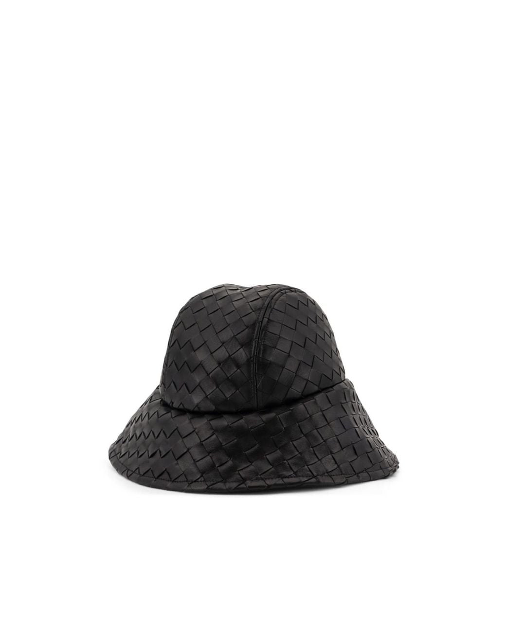 Bottega Veneta Black Intrecciato Leather Hat