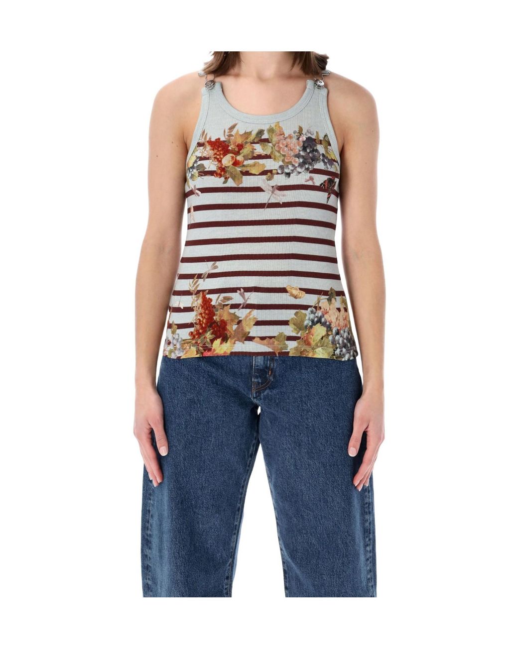 Jean Paul Gaultier Blue Marinière Grape Rib Tank Top