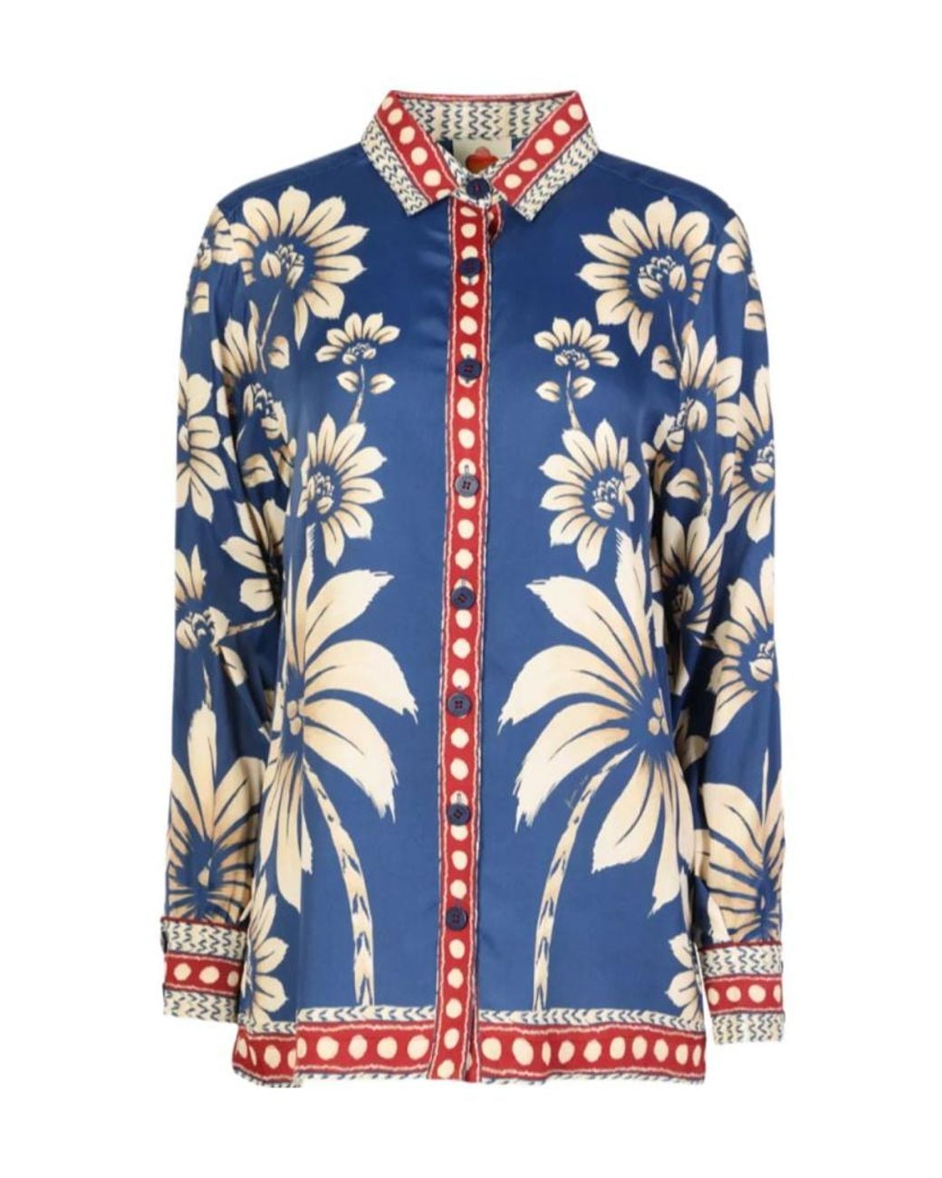 Farm Rio Blue Luna Collared Pajama Shirt