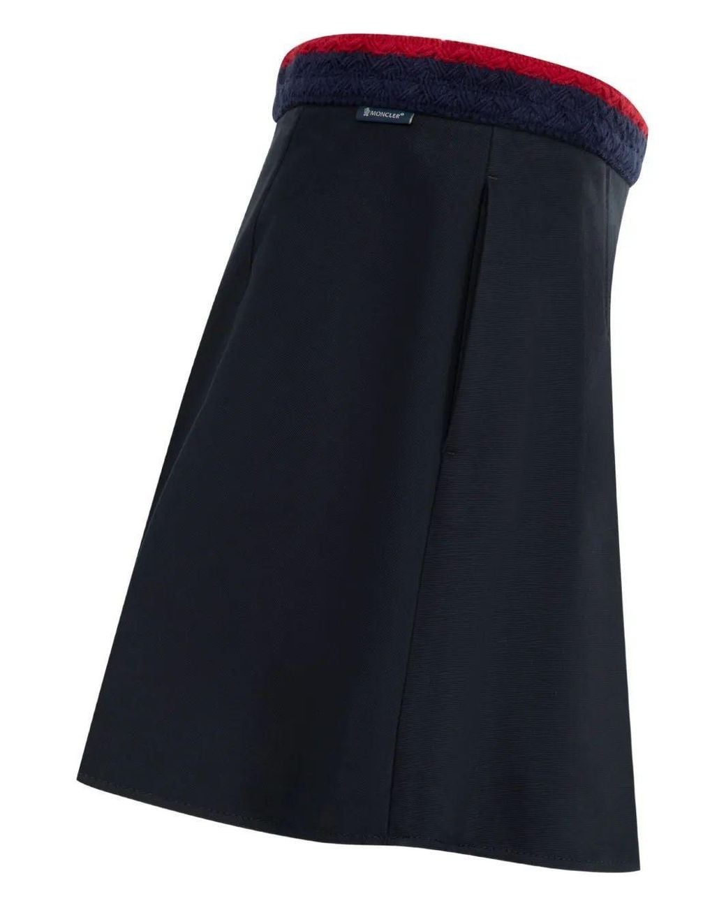 Moncler Blue Cotton Gabardine Pleated Mini Skirt