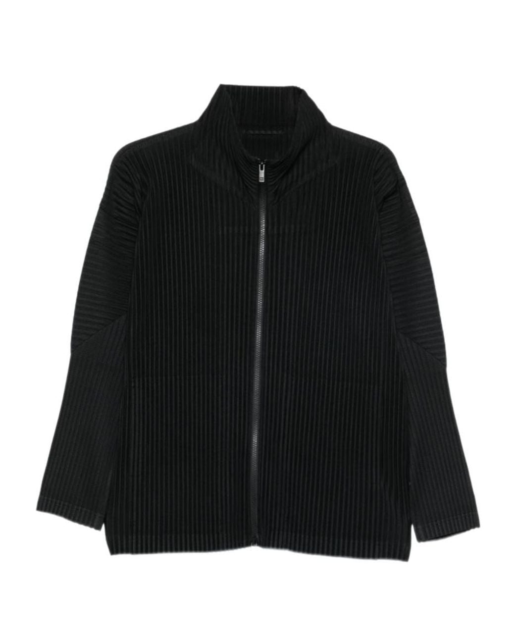Homme Plissé Issey Miyake Black Long-Sleeve Casual Jacket for men