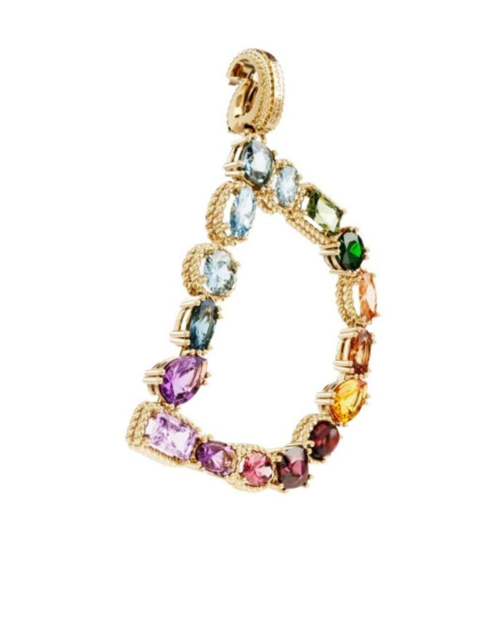 Dolce & Gabbana Metallic 18Kt D Letter Gemstone Pendant