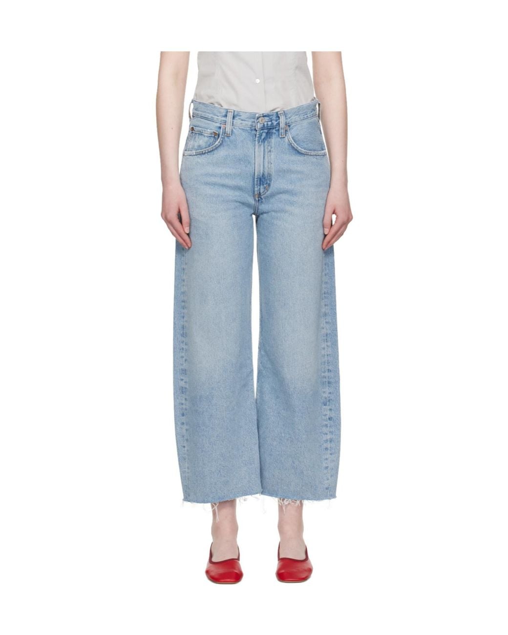 Agolde Blue Low Curve Fray Jeans