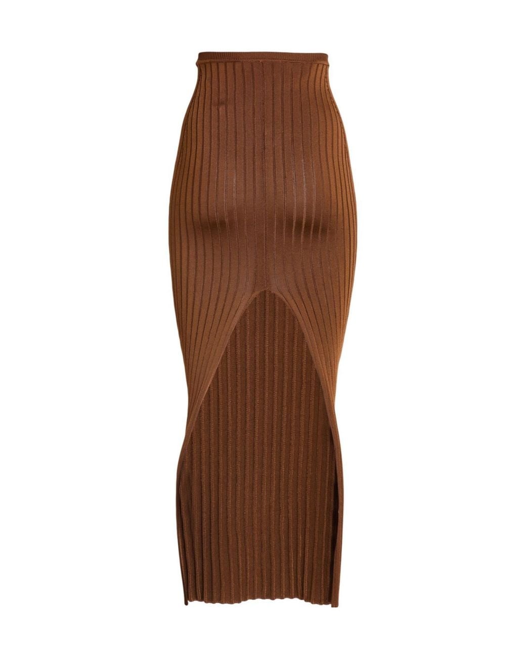 Marni Brown Solid Color Knitted Pencil Skirt