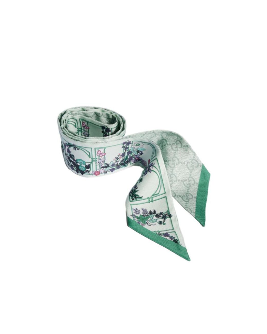 Gucci Blue Printed Silk Twill Ribbon