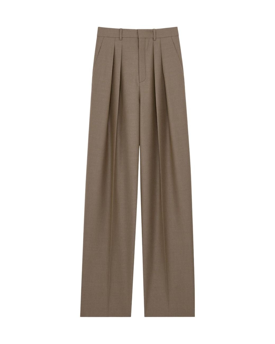 Saint Laurent Natural Mid-Rise Tailored Pants
