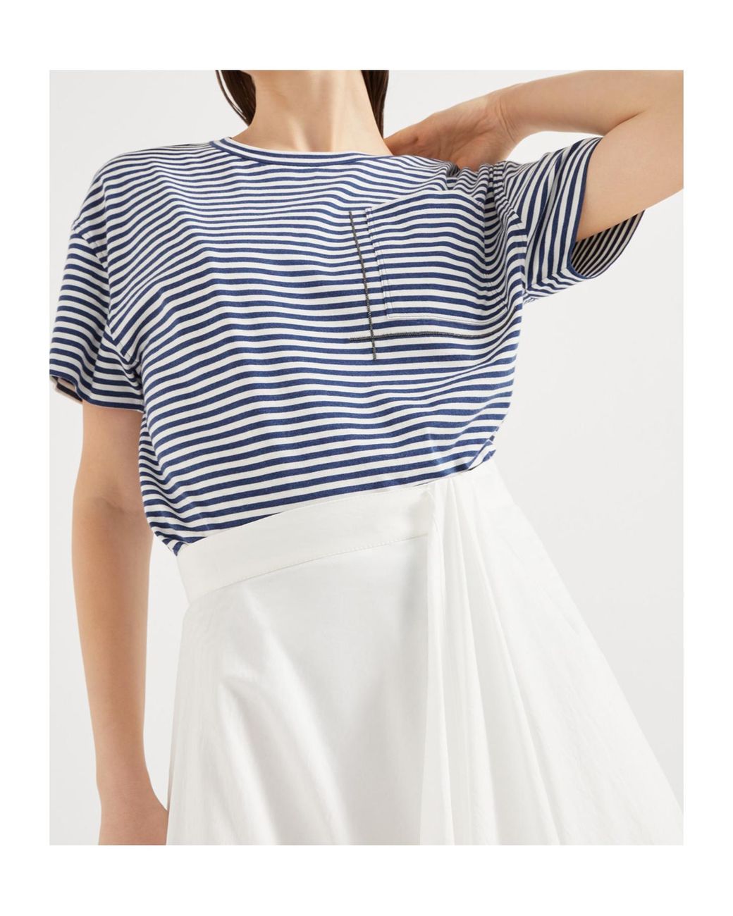 Brunello Cucinelli White Cotton Long Skirt