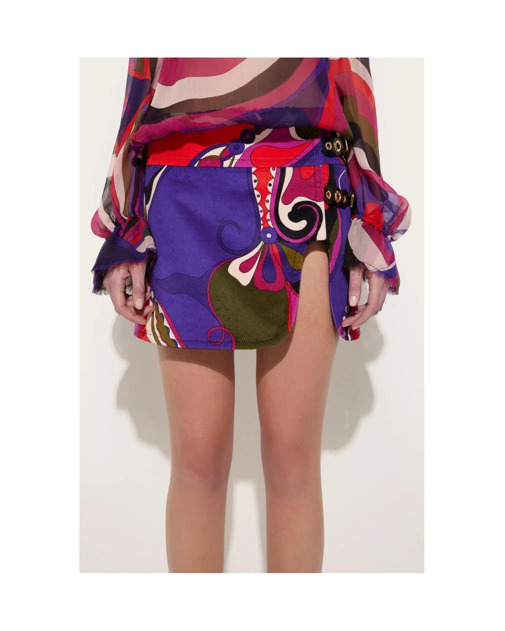 Emilio Pucci Red Pucci Velvet Patterned Skirt
