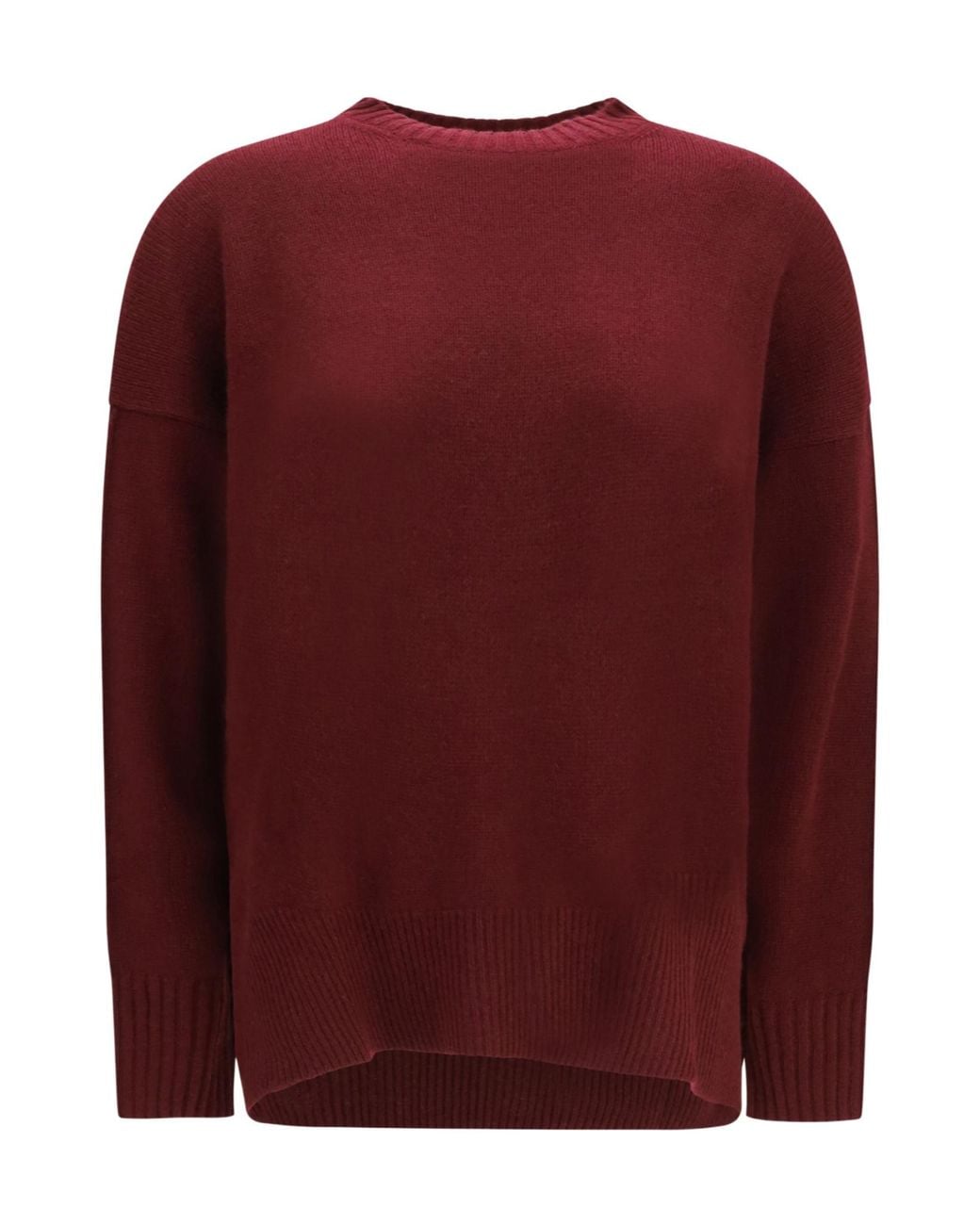 Allude Red Ribbed-Hem Crewneck Jumper