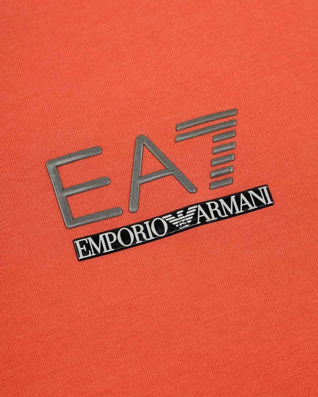 EA7 Orange Round Collar Logo T-Shirt for men