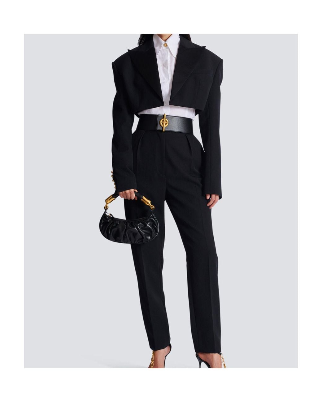 Balmain White Button-Up Long-Sleeved Poplin Shirt