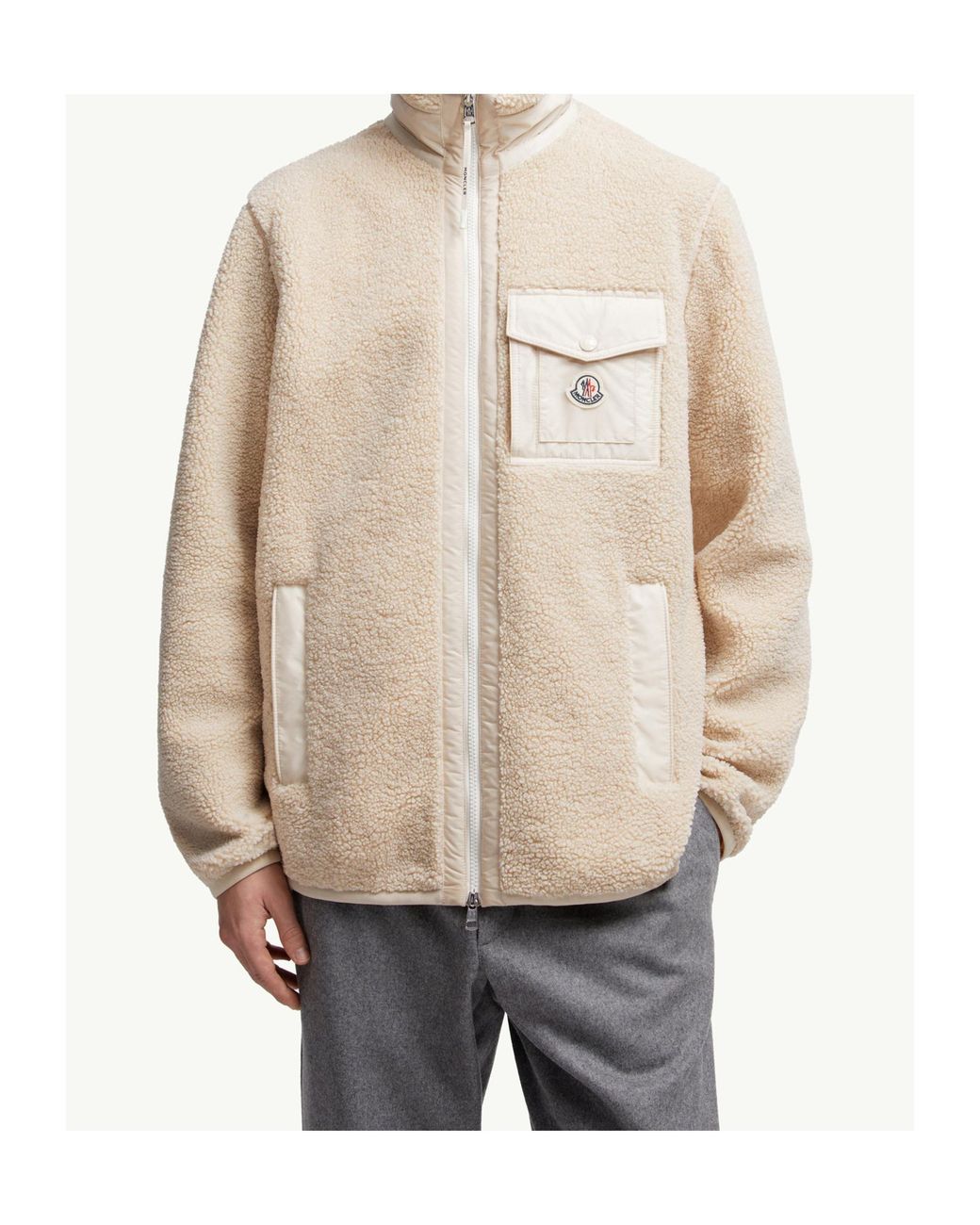 Moncler Natural Teddy Zip-Up Sweatshirt for men