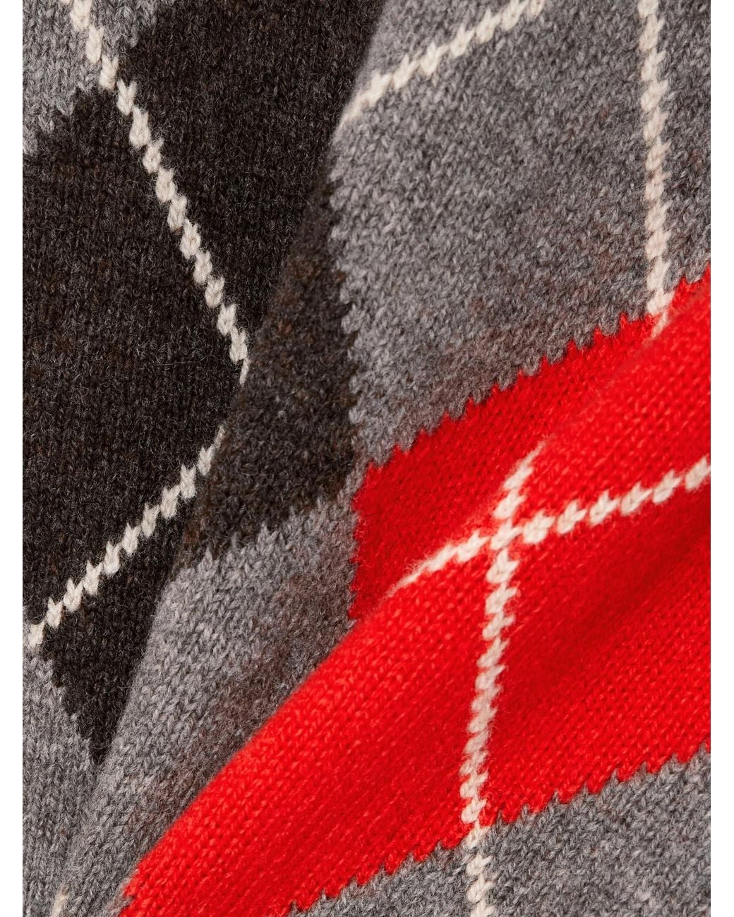 &Daughter Red Argyle Checked Wool Sweater