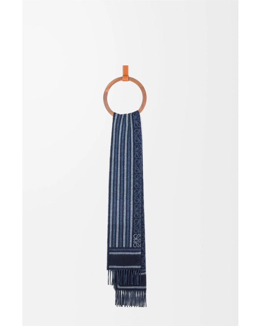 Loewe Blue Anagram Jacquard Fringed Scarf