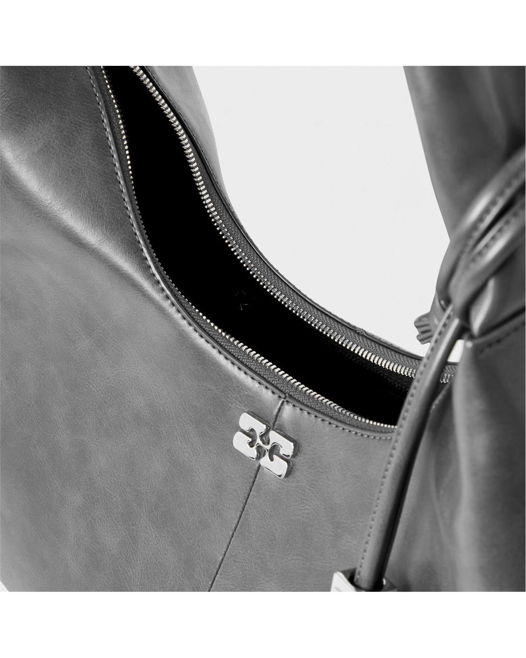 Ganni Gray Logo Shoulder Bag